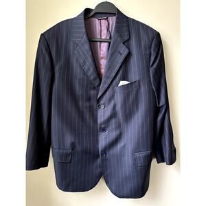 Loro Piana x Duca Sartoria Mens Tasmanian Super 120s Pinstripe Jacket Blazer